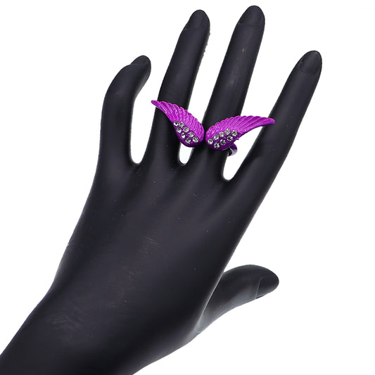 Purple Double Angel Wing Cuff Ring