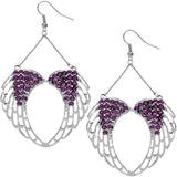 Purple Gemstone Double Wing Heart Earrings