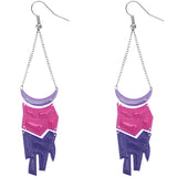 Purple Pink Geometric Drop Chain Earrings