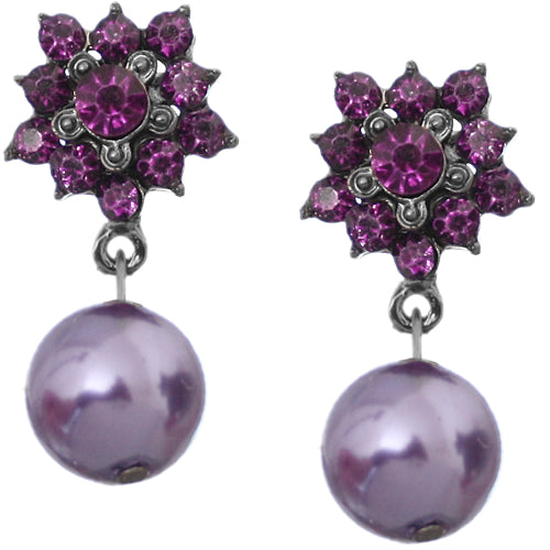 Purple Elegant Faux Pearl Gemstone Earrings