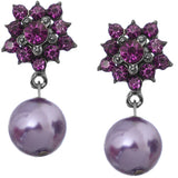 Purple Elegant Faux Pearl Gemstone Earrings