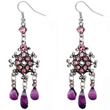 Purple Silver Chandelier Gemstone Earrings