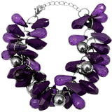 Purple Faceted Beaded Bracelet Earrings Set