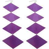 Purple Long Wavy Metal Dangle Earrings