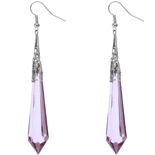 Purple Faux Crystal Pointy Earrings