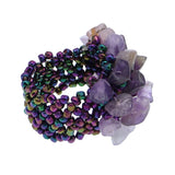 Purple Faux Crystal Seed Bead Elastic Ring