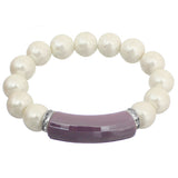 Purple Faux Pearl Beaded Stretch Bracelet