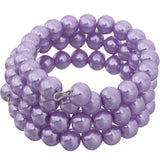 Purple Faux Pearl Coil Wrap Bracelet