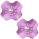 Purple Faux Pearl Flower Earrings