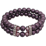 Purple Faux Pearl Gemstone Stretch Bracelet