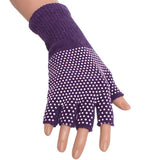 Purple Dotted Fingerless Mitten Gloves