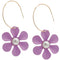 Purple Flower Hoop Earrings