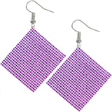 Purple Enormous Mesh Rhinestone Drop Earrings