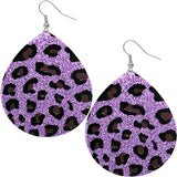 Purple Glitter Spotted Teardrop Earrings