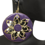 Purple Glossy Floral Dangle Earrings
