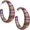 Purple Glossy Striped Hoop Earrings
