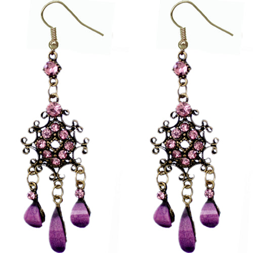 Purple Elegant Chandelier Gemstone Earrings