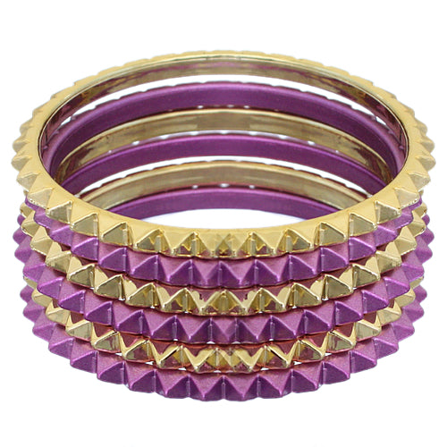 Purple Two-Tone Spike Stacked Bracelet