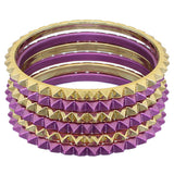 Purple Two-Tone Spike Stacked Bracelet