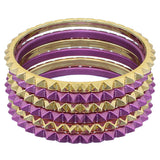 Purple Two-Tone Spike Stacked Bracelet