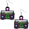 Purple Green Hiphop Radio Boombox Earrings