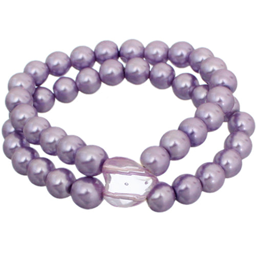 Purple Heart Beaded Stretch Bracelet