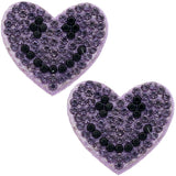 Purple Heart Smiley Face Earrings