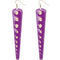 Purple Inverted Studded Triangle Dangle Earrings