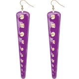 Purple Inverted Studded Triangle Dangle Earrings