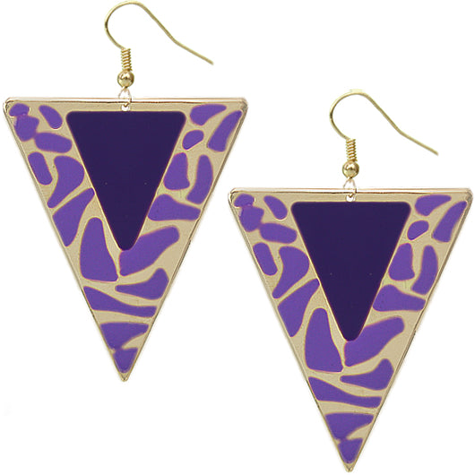 Purple Triangle Earrings