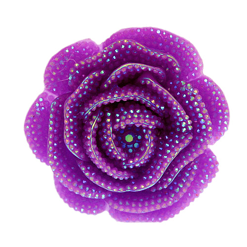 Purple Large Glitter Flower Stretch Ring