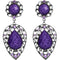 Purple Teardrop Gemstone Link Post Earrings