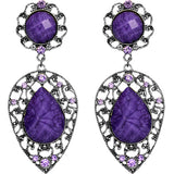 Purple Teardrop Gemstone Link Post Earrings