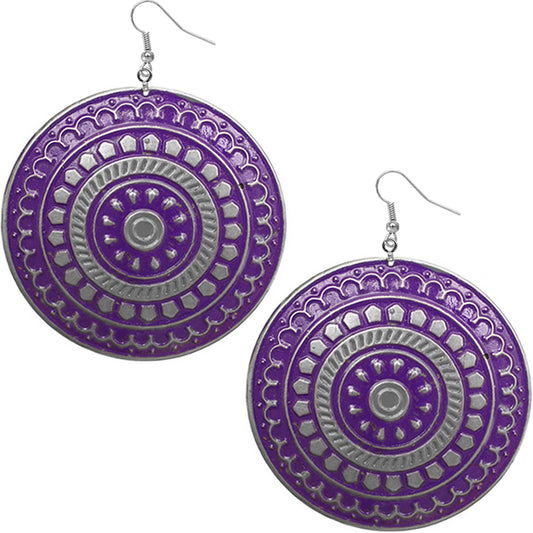 Purple round thin design earrings