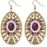 Purple Large Round Studded Dangle Earrings