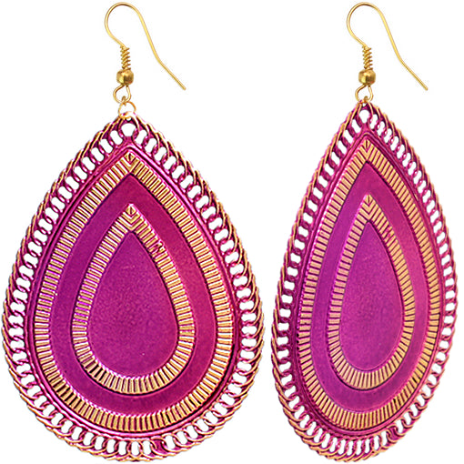 Purple Extra Large Reflection Teardrop Earrings