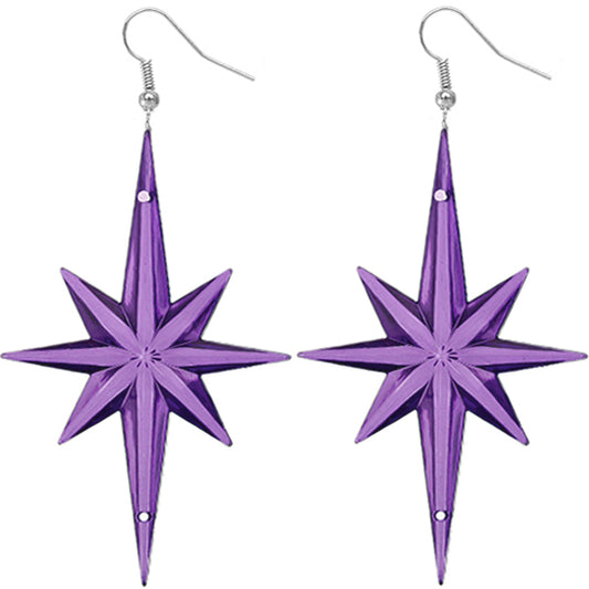 Purple Large Translucent Shooting Star Earrings