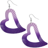 Purple oversized large heart earrings
