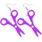 Purple cutting scissor earrings