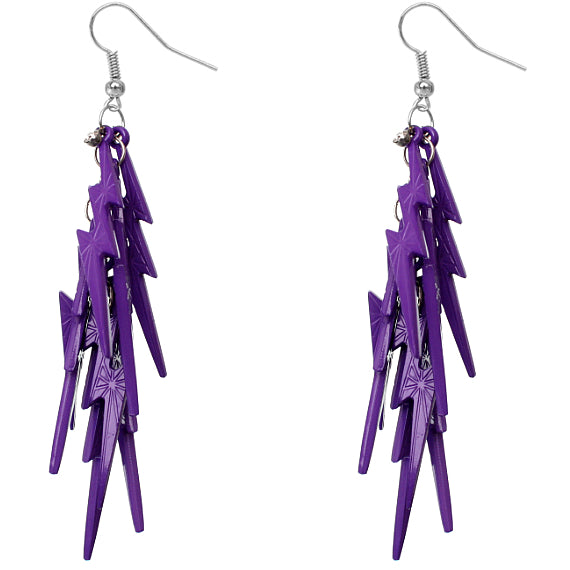 Purple Lightning Thunderbolt Dangle Earrings