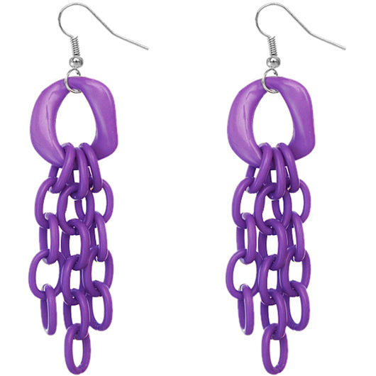 Purple Link Acrylic Dangle Earrings