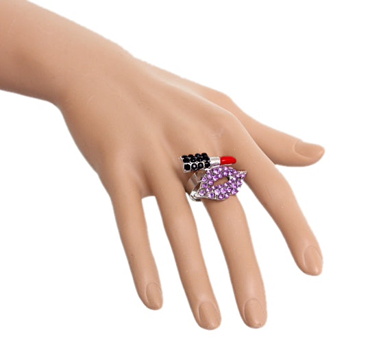 Purple Steampunk Lipstick Bullet Adjustable Ring