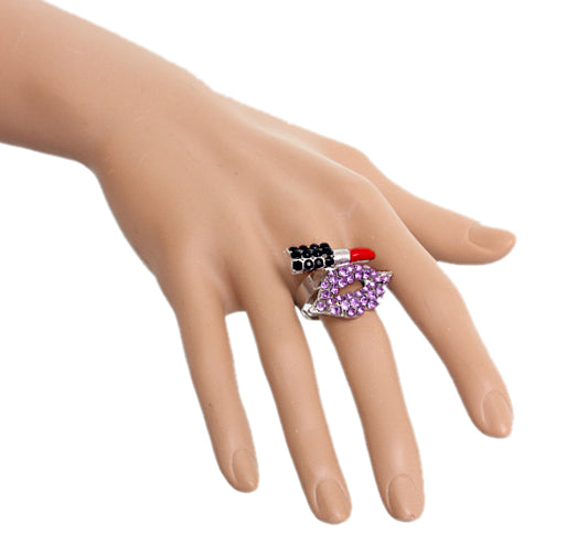 Purple Steampunk Lipstick Bullet Adjustable Ring