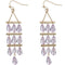 Purple 3 Tier Beaded Dangle Earrings