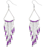 Purple Long Beaded Dangle Earrings