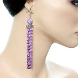 Purple Sparkle Mesh Fireball Dangle Earrings