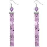 Purple Sparkle Mesh Fireball Dangle Earrings