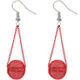Red Mesh Ball Chain Earrings