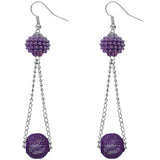 Purple Mesh Fireball Chain Earrings
