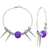 Purple Mesh Spike Bead Hoop Earrings